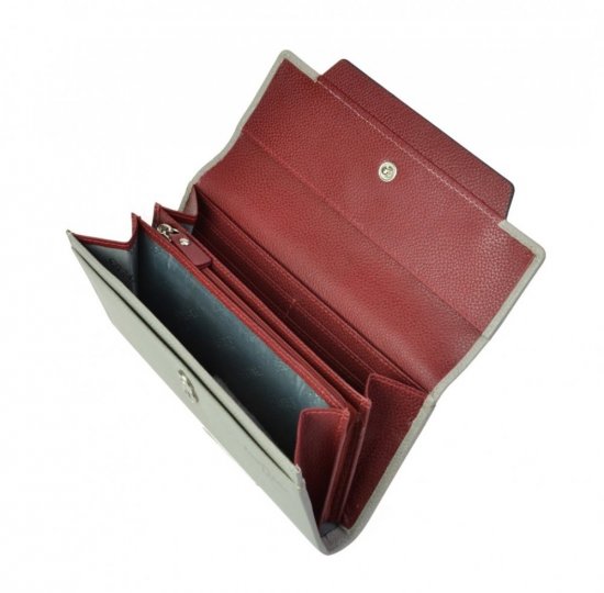 Dámska kožená peňaženka SG-27411 šedá/vínová 2