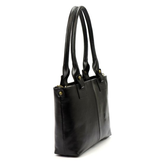 Dámska kožená kabelka Angelika čierna - bočný pohľad