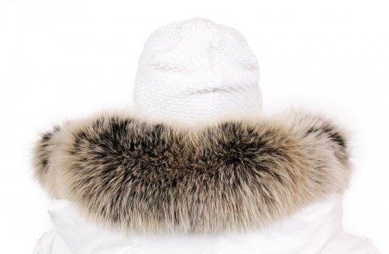 Kožušinový lem na kapucňu - golier líška snowtop čierno - béžová L 18/7 (65 cm) 2