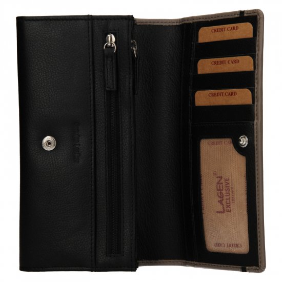 Dámska kožená peňaženka BLC/24787/720 čierna/siva