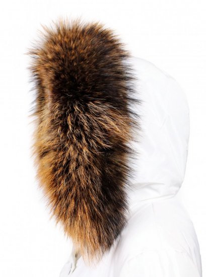 Fur trim on the hood - raccoon collar, snowtop highlights, brown - beige M 33/12 (70 cm) 1
