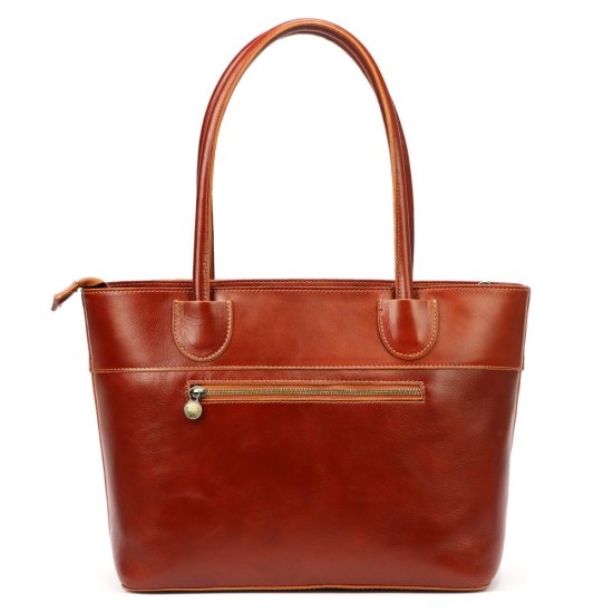 Dámská kožená kabelka Viktorie koňak - zadní pohled