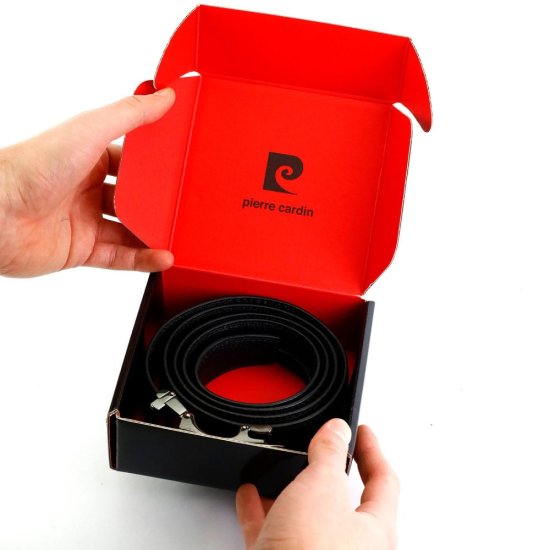 Pánský kožený opasek Pierre Cardin 2661 HY09 černý - dárkové balení