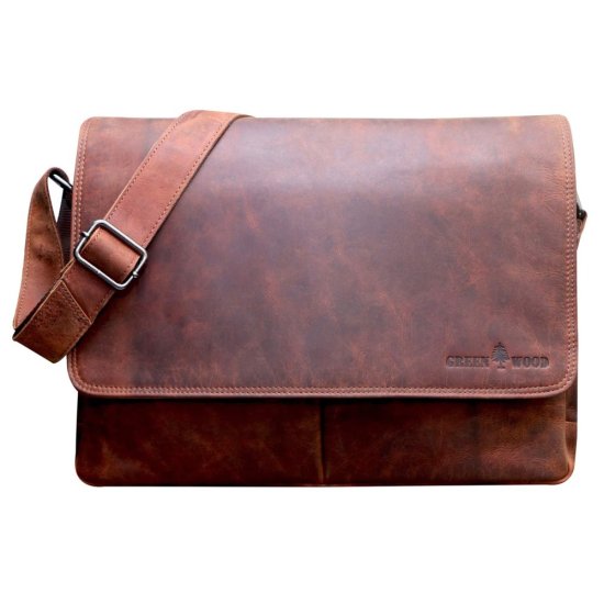 Kožená taška přes rameno UNI George hnědá melír