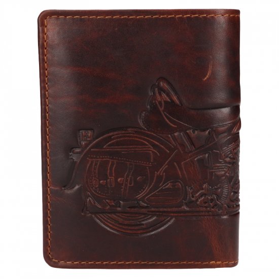 Pánska kožená peňaženka 266-6401/M motorka - hnedá - pohľad zozadu
