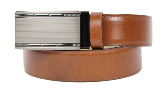 Pánský kožený opasek s plnou sponou automat 235-020-A15 hnědý 1