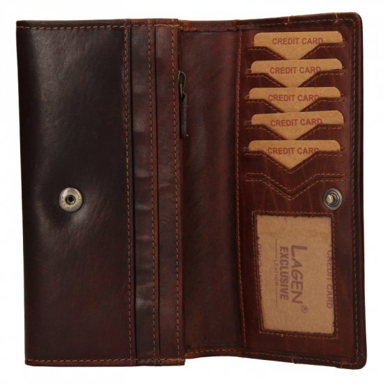 Luxusní dámská kožená peněženka W-22025/M hnědá 1
