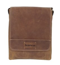 Pánská kožená taška přes rameno Scorteus na iPad 1137/79 hnědá - přední strana