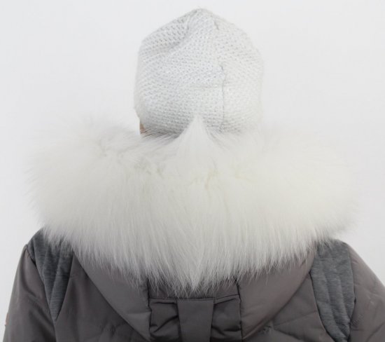 Kožušinový lem na kapucňu - golier medvedíkovec snehobiely M 142/4 (64 cm) 2