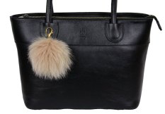 Kožušinový prívesok ku kabelke alebo kľúčom líška pastel