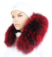 Fur trim on the hood - raccoon collar red snowtop M 14/6 (65 cm)