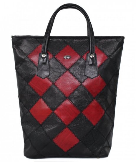 Nákupná kožená taška 054401.0 čierno - červená