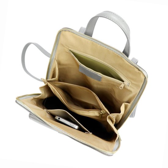 Kožený batoh MiaMore Timea šedý - vnitřní vybavení