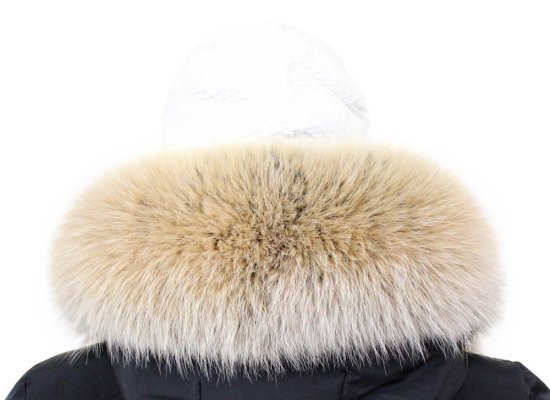 Kožešinový lem na kapuci - límec liška snowtop černo - béžová L 18/29 (95 cm) 1