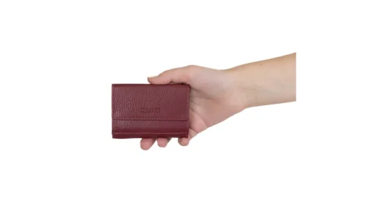 Dámska kožená peňaženka SG-21756 bordo - reálna veľkosť