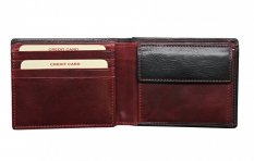 Pánska kožená peňaženka 2907114026 čierna - červená 2