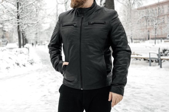 Pánská kožená bunda DNR 52360.4 černá - na postavě