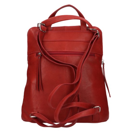 Dámsky kožený batoh - kabelka LN-21908 červený 4