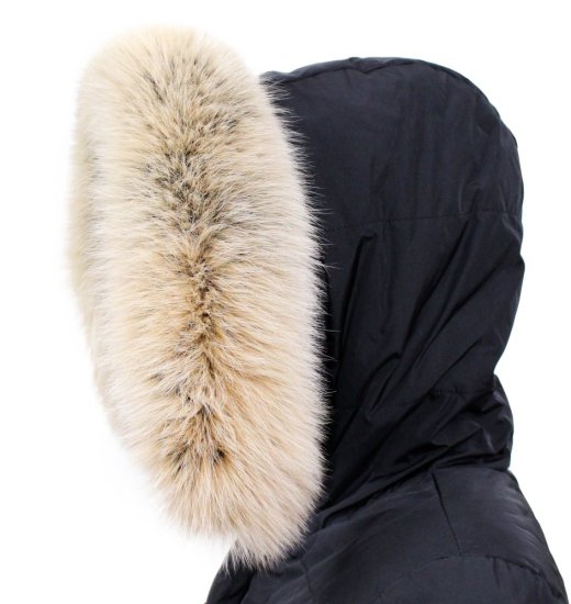 Kožešinový lem na kapuci - límec liška snowtop černo - béžová L 18/34 (60 cm) 1