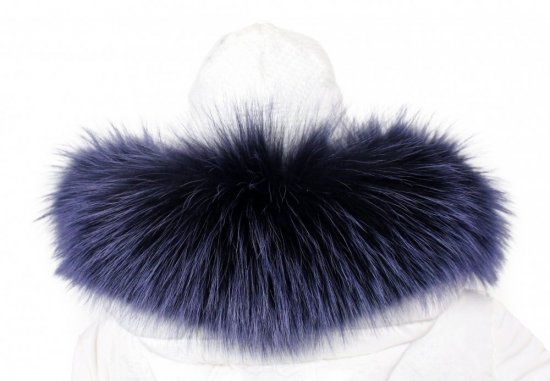 Fur trim on the hood - graphite blue raccoon collar M 28 (65 cm) 2