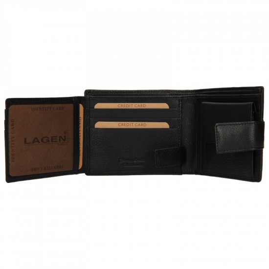 Pánská kožená peněženka s propinkou LG-22111/L černá 03