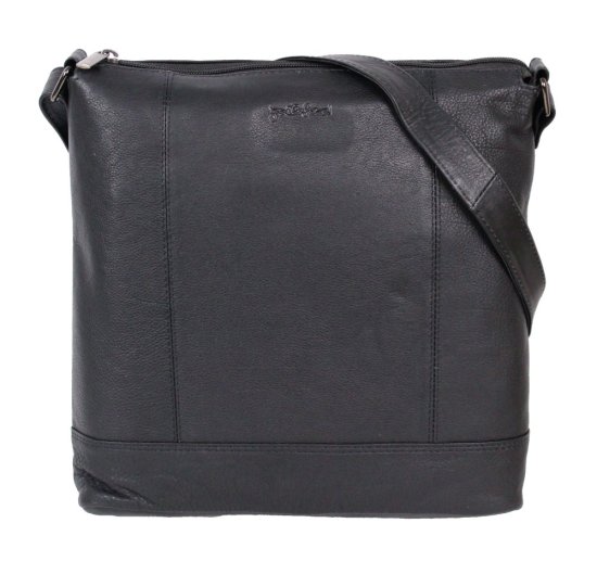 Dámská kožená taška přes rameno Laura černá - přední strana s popruhem Dámská kožená taška přes rameno Laura černá - přední strana s popruhem