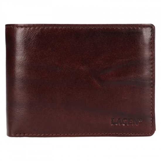 Pánská kožená peněženka LG-22111 tm. hnědá - přední pohled