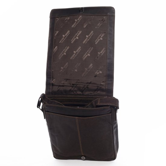 Pánská kožená taška přes rameno Nikos tm. hnědá - vnitřní vybavení