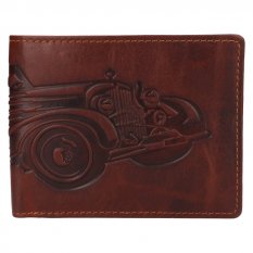 Pánská kožená peněženka 219176/M auto - hnědá - pohled zepředu