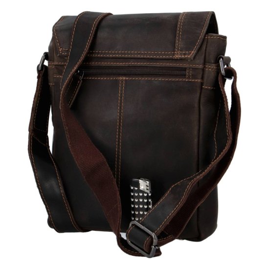 Pánská kožená taška přes rameno Gion tm. hnědá