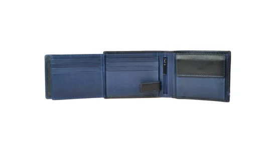 Pánska kožená peňaženka 27531152007 čierna - modrá