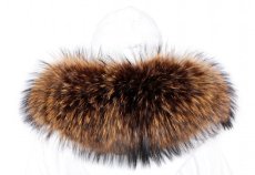 Kožešinový lem na kapuci - límec mývalovec snowtop melír hnědo - béžový M 33/9 (65 cm) 1