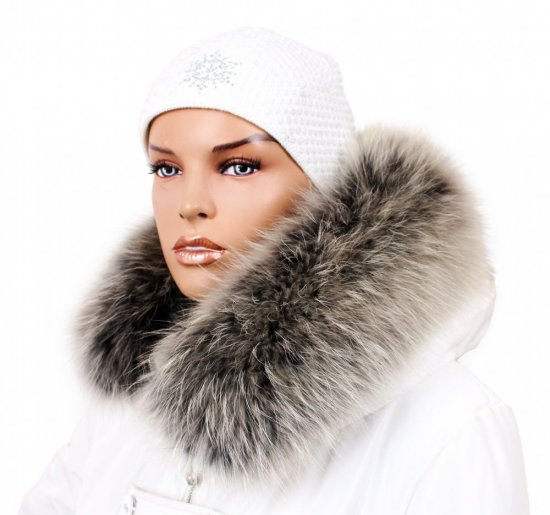 Fur trim on the hood - raccoon collar arctic snowtop M 31/12 (65 cm)