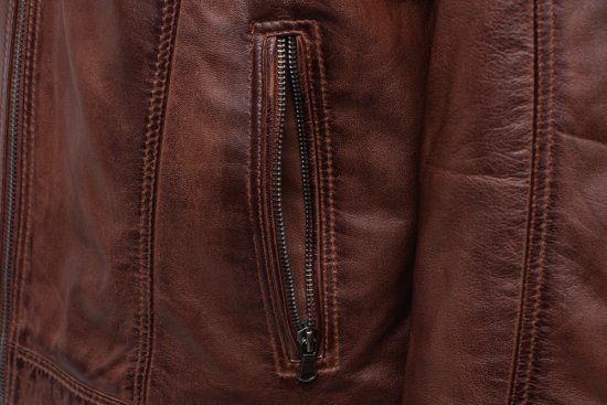 Pánská kožená bunda Rock mocca 6