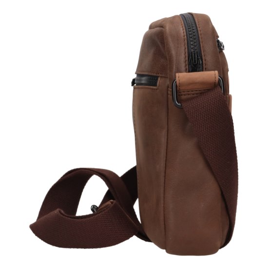 Pánská kožená taška přes rameno BLC-223-2666 hnědá - boční pohled