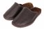 Pánské kožešinové pantofle David široké - hladké tm. hnědé - velikost: 45