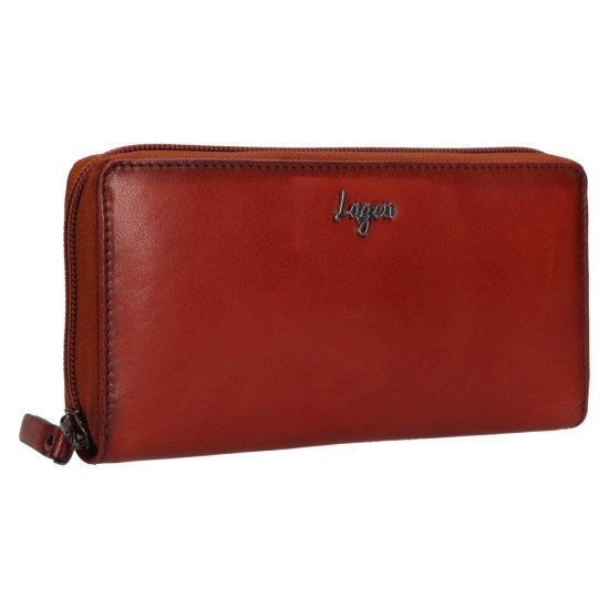 Dámska kožená peňaženka LGW 2833D koňak - predná strana z boku