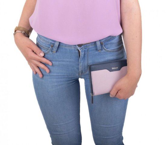 Dámska kožená peňaženka SG-27622 růžová/modrá 5
