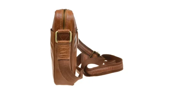 Pánská kožená taška přes rameno SG-27018 koňak - boční pohled
