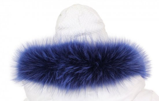 Kožešinový lem na kapuci - límec mývalovec snowtop modrý M 27/4 (65 cm) 1