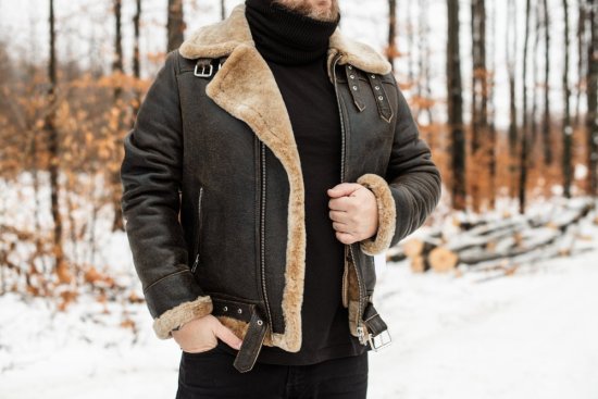 Pánská kožešinová bunda Liam - hnědá antik/béžový beránek 3
