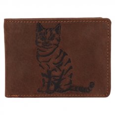 Pánská kožená peněženka 266-6403WZ kočka - hnědá - přední pohled