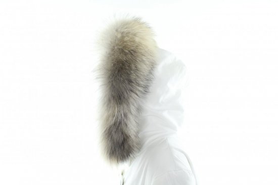 Kožušinový lem na kapucňu - golier medvedíkovec M 53 (75 cm) krémovo sivý