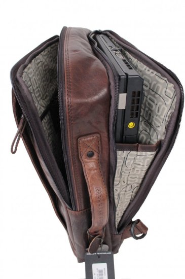 Pánská kožená taška na notebook - batoh  SPIKES & SPARROW 9953001 tmavě hnědá 6