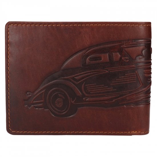 Pánska kožená peňaženka 219176/M auto - hnedá - pohľad zozadu