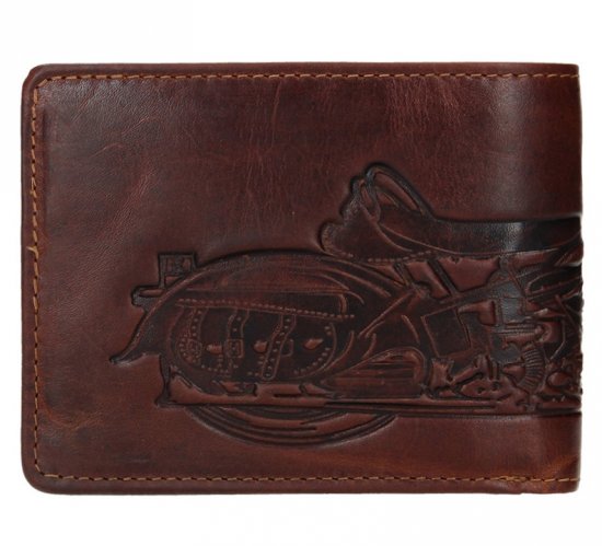 Pánská kožená peněženka 26535 motorka - hnědá 1