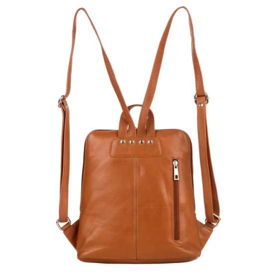 Kožený batoh El Forrest Colin hnědý - zadní zipová kapsa