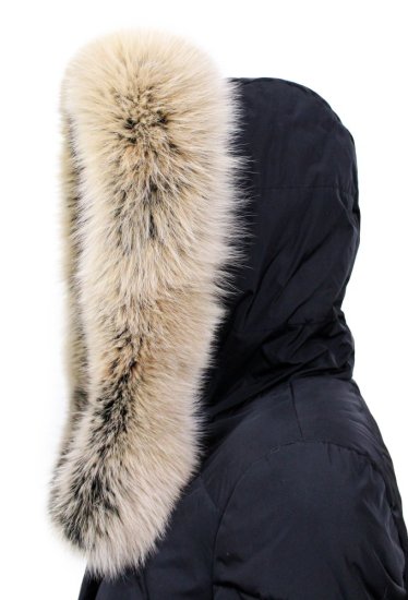 Kožešinový lem na kapuci - límec liška snowtop černo - béžová L 18/29 (95 cm) 2