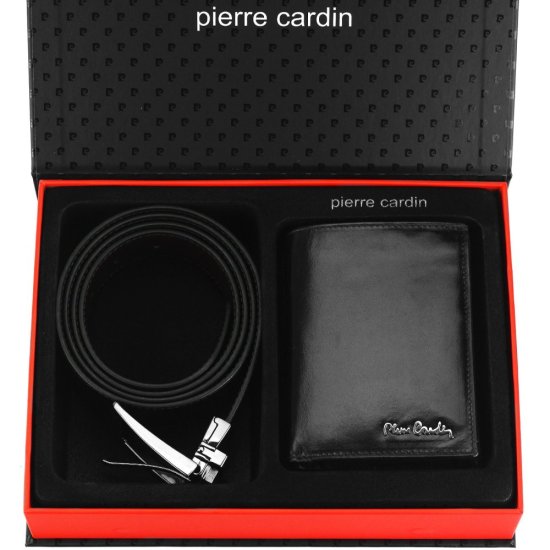 Pánská dárková sada Pierre Cardin ZG-2127-BR - kožený oboustranný opasek a peněženka