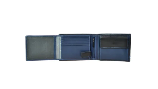 Pánska kožená peňaženka 27531152007 čierna - modrá